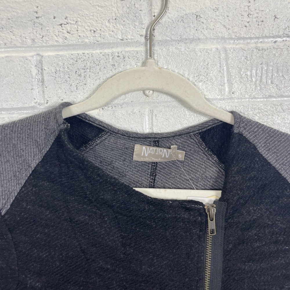 Nation LTD Asymmetric Moto Zip Knit Jacket Womens Size M Soft Black Edgy Casual - Picture 3 of 15